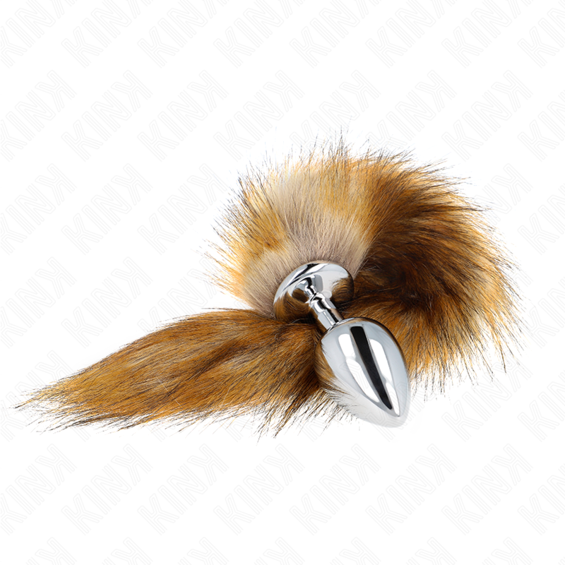 KINK PLUG ANAL TAILLE L 10 X 4 CM AVEC QUEUE SYNTHETIQUE 40 CM MARRON