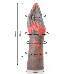 Schéma technique des dimensions du gode fisting Lilith S