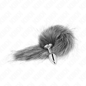 KINK PLUG ANAL TAILLE S 7 X 3 CM AVEC QUEUE SYNTHETIQUE 40 CM GRIS