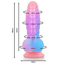 Schéma technique du gode fantaisie Empusa avec dimensions en millimètres