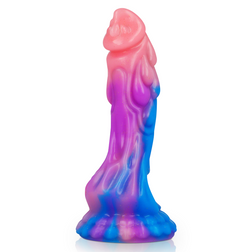 Ashtar Fantasy-Dildo aus Silikon mit blau-rosa-violettem Farbverlauf