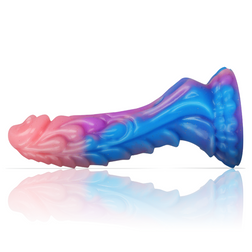 Seitenansicht des gerippten Ashtar Fantasy-Dildos aus Silikon