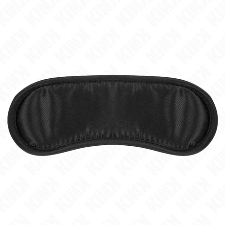Bandeau masque BDSM satin noir ajustable — vue de profil