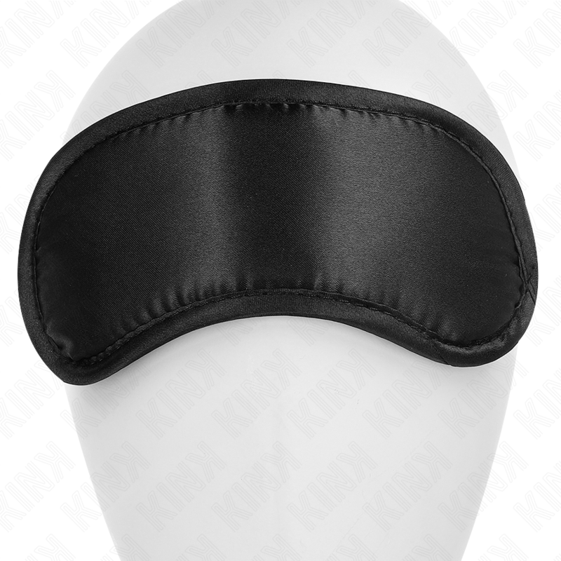 Bandeau masque BDSM satin noir ajustable — emballage