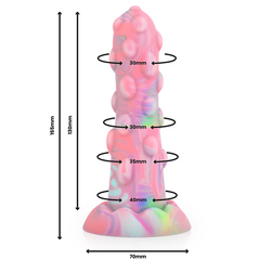 Schéma des dimensions du gode fantaisie Nixie avec mesures en millimètres