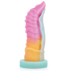 Gode XL côtelé Kelpie en silicone souple avec base ventouse
