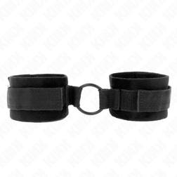 Menottes poignets fourrure noire avec anneau central 4 cm — image 2