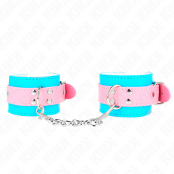 Menottes poignets en tissu bleu et rose pastel — Cute — vue 2
