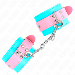 Menottes poignets en tissu bleu et rose pastel — Cute — vue 3