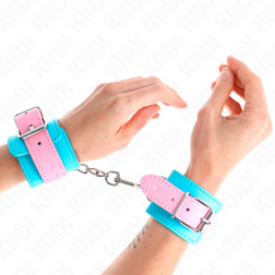 Menottes poignets en tissu bleu et rose pastel — Cute
