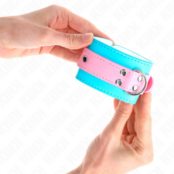 Menottes poignets en tissu bleu et rose pastel — Cute — vue 4
