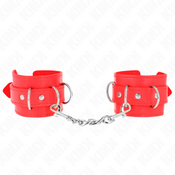Menottes bondage rouges — 3 anneaux par bracelet 17,5-25 cm — vue 2