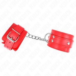 Menottes bondage rouges — 3 anneaux par bracelet 17,5-25 cm — vue 3