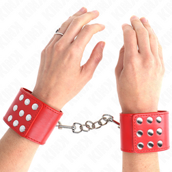 Menottes Kink rouges à bouton-pression, réglables 19–24 cm × 5,5 cm