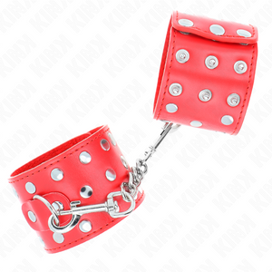KINK APPAREILS DE RETENUE POIGNETS AVEC FERMETURE PRESSION PLEINE DE RIVETS ROUGE AJUSTABLE 19 24 CM X 55 CM