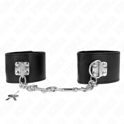 Menottes bondage à cadenas — cuirette 5,5 cm noire verrouillable — vue 2