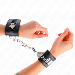 Menottes bondage à cadenas — cuirette 5,5 cm noire verrouillable