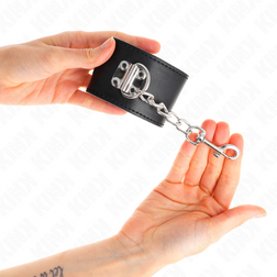 Menottes bondage à cadenas — cuirette 5,5 cm noire verrouillable — vue 4