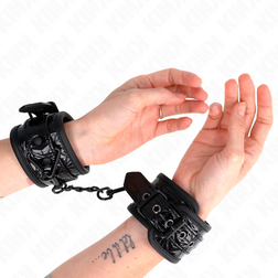 Menottes poignets bondage motif diamant matelassé noir