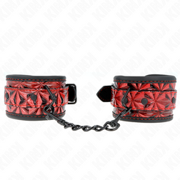 Menottes poignets bondage motif diamant bordeaux — vue 2