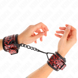 Menottes poignets bondage motif diamant bordeaux
