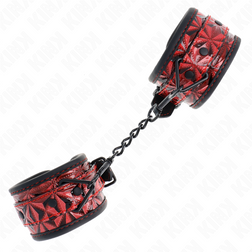 Menottes poignets bondage motif diamant bordeaux — vue 3