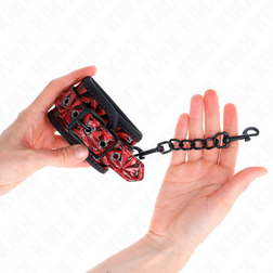 Menottes poignets bondage motif diamant bordeaux — vue 4