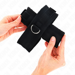Gekreuzte X-Handschellen aus echtem schwarzem Leder — 34 × 5,5 cm — Bild 2