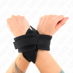 Gekreuzte X-Handschellen aus echtem schwarzem Leder — 34 × 5,5 cm — Bild 4