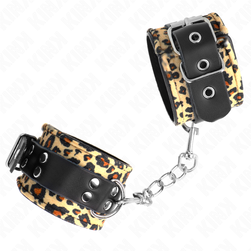 KINK RETENUE POIGNET EN CUIR VRAI LEOPARD REGLABLE 18 29 CM X 55 CM