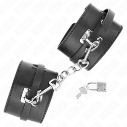 Abschließbare Deluxe-Handfesseln in Schwarz — 14,5–21 × 6 cm — Ansicht 3