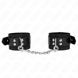 Menottes bondage nylon et cuir noirs — bracelet 5,1 cm souple 19-29 cm — vue 2
