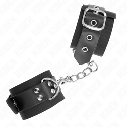 Menottes bondage nylon et cuir noirs — bracelet 5,1 cm souple 19-29 cm — vue 3