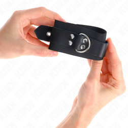 Menottes bondage nylon et cuir noirs — bracelet 5,1 cm souple 19-29 cm — vue 4