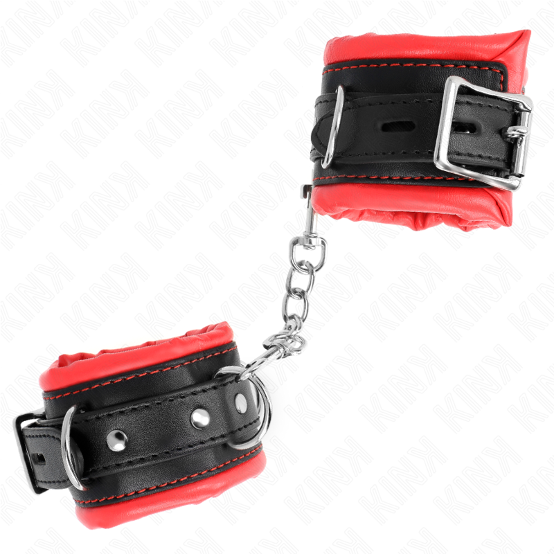 KINK APPUI POIGNETS LOURDS DOUBLES DE FOURRURE ROUGE AJUSTABLES 20 30 CM X 6 CM