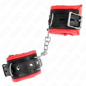 KINK APPUI POIGNETS LOURDS DOUBLES DE FOURRURE ROUGE AJUSTABLES 20 30 CM X 6 CM