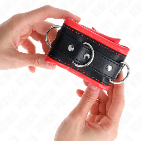 KINK APPUI POIGNETS LOURDS DOUBLES DE FOURRURE ROUGE AJUSTABLES 20 30 CM X 6 CM