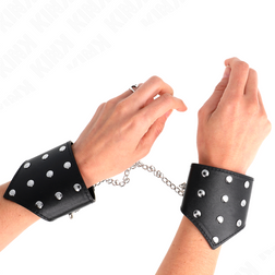 Bracelets bondage cuir véritable cloutés avec chaîne
