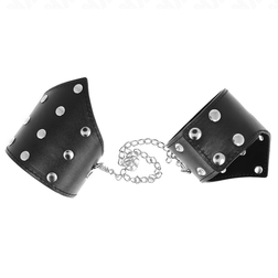 Bracelets bondage cuir véritable cloutés avec chaîne — vue 4