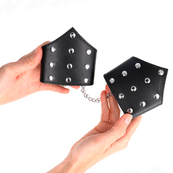 Bracelets bondage cuir véritable cloutés avec chaîne — vue 3
