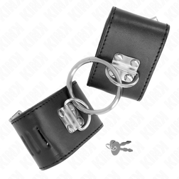 Menottes bondage anneau rigide et cadenas — cuirette 5,5 cm — vue 3