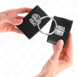 Menottes bondage anneau rigide et cadenas — cuirette 5,5 cm — vue 4
