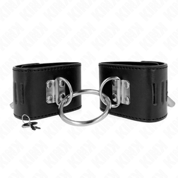 Menottes bondage anneau rigide et cadenas — cuirette 5,5 cm — vue 2