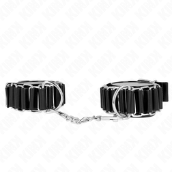 Menottes poignets bondage cuir noir et chaîne métal — vue 2