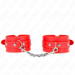 Menottes poignets bondage fines simili cuir rouge — vue 2