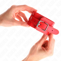 Menottes poignets bondage fines simili cuir rouge — vue 3