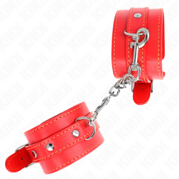 Menottes poignets bondage fines simili cuir rouge — vue 4