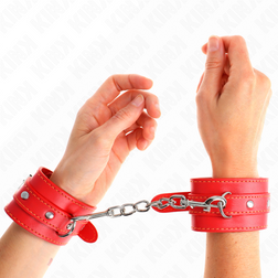 Menottes poignets bondage fines simili cuir rouge