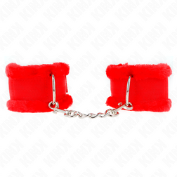 Menottes poignets fourrure rouge manchette large 7 cm — image 2