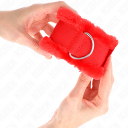 Menottes poignets fourrure rouge manchette large 7 cm — image 4